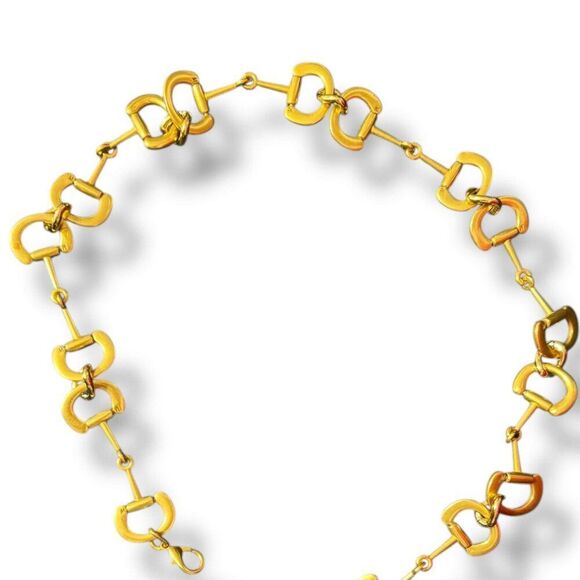 Gold Horse Bit Snaffle Link Statement Belt | Equestrian Western Luxe NWT